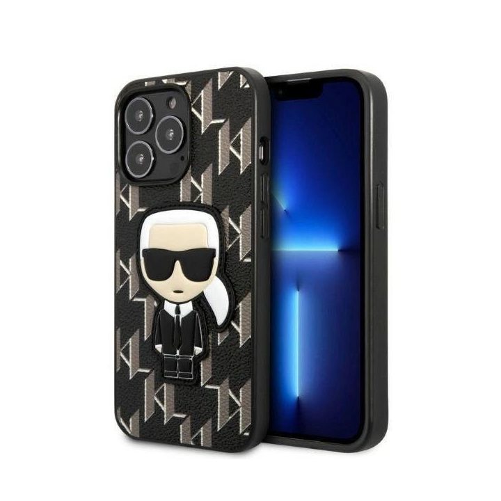 Karl Lagerfeld KLHCP13LPMNIKBK iPhone 13 Pro / 13 6,1 deklas juodas/juodas Monogram Ikonik Patch