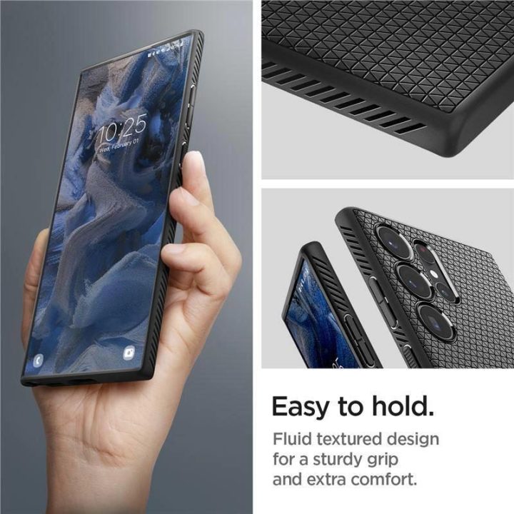 Spigen Samsung Galaxy S23 Ultra Liquid Air serijos TPU dėklas - matinės juodos spalvos