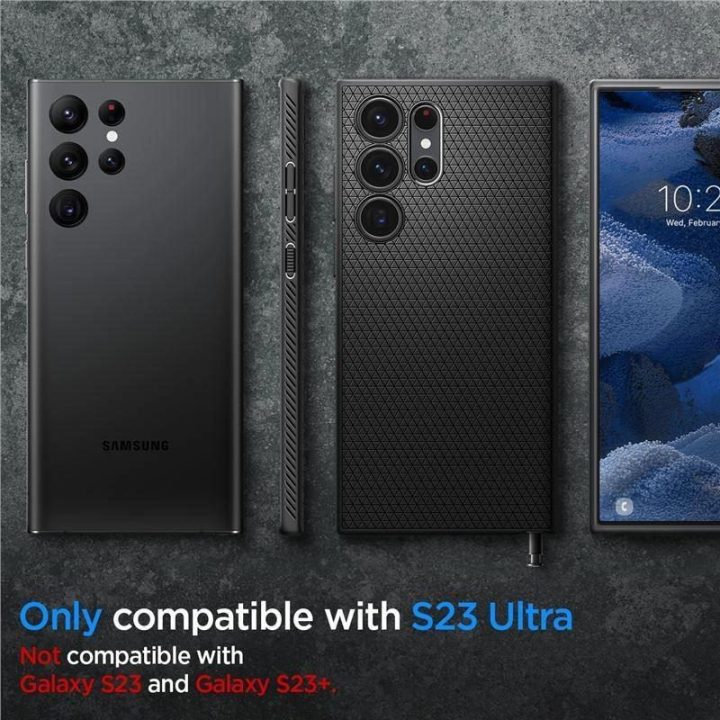 Spigen Samsung Galaxy S23 Ultra Liquid Air serijos TPU dėklas - matinės juodos spalvos
