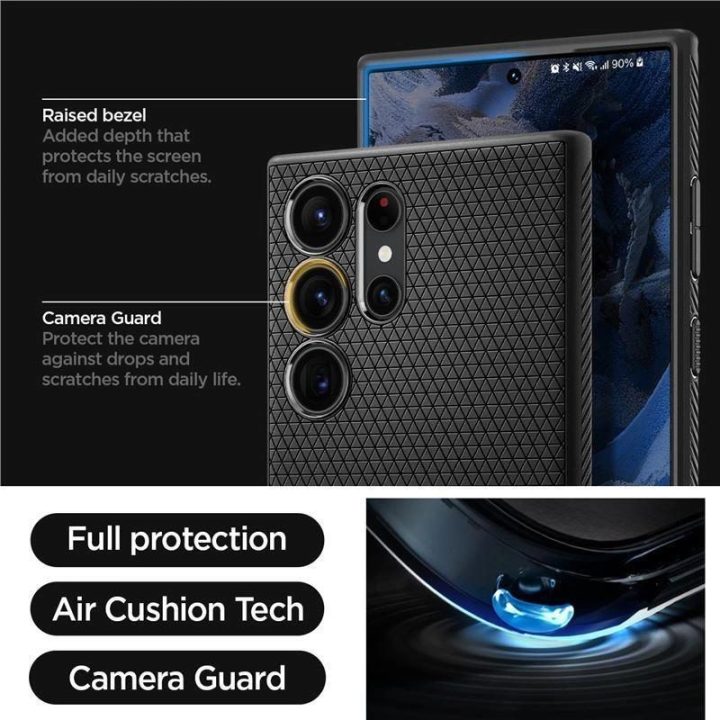 Spigen Samsung Galaxy S23 Ultra Liquid Air serijos TPU dėklas - matinės juodos spalvos