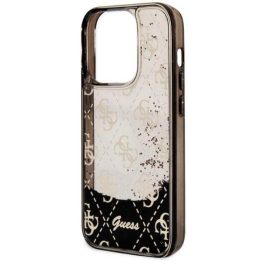 Guess GUHCP14LLC4PSGK iPhone 14 Pro 6,1 juodos/juodos spalvos deklas Liquid Glitter 4G Transculent