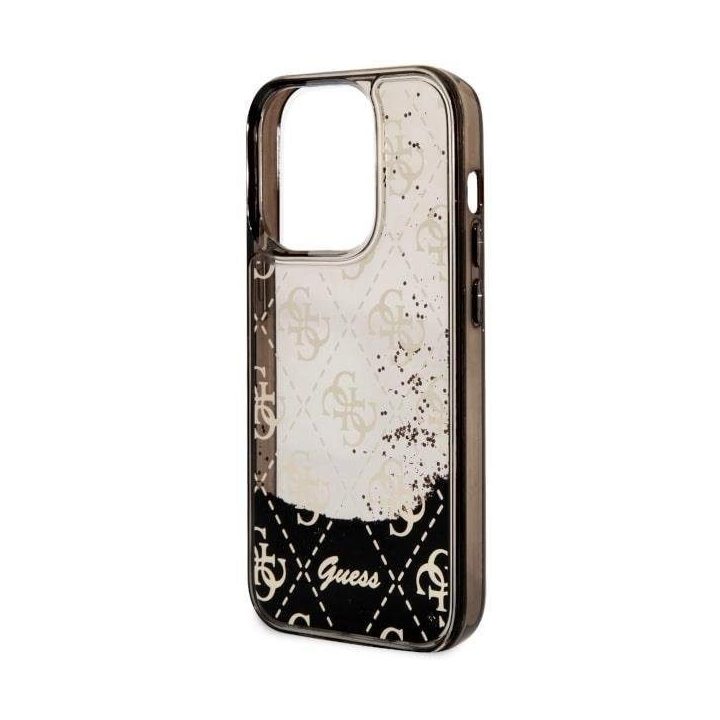 Guess GUHCP14LLC4PSGK iPhone 14 Pro 6,1 juodos/juodos spalvos deklas Liquid Glitter 4G Transculent