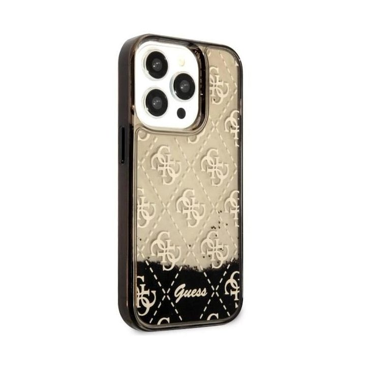 Guess GUHCP14LLC4PSGK iPhone 14 Pro 6,1 juodos/juodos spalvos deklas Liquid Glitter 4G Transculent