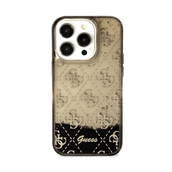 Guess GUHCP14LLC4PSGK iPhone 14 Pro 6,1 juodos/juodos spalvos deklas Liquid Glitter 4G Transculent
