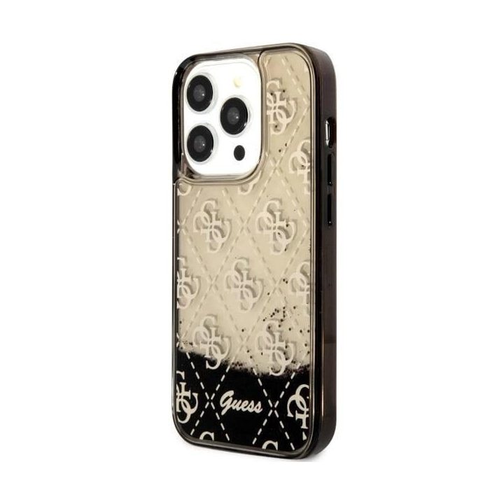 Guess GUHCP14LLC4PSGK iPhone 14 Pro 6,1 juodos/juodos spalvos deklas Liquid Glitter 4G Transculent