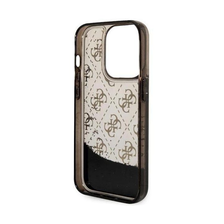 Guess GUHCP14LLC4PSGK iPhone 14 Pro 6,1 juodos/juodos spalvos deklas Liquid Glitter 4G Transculent
