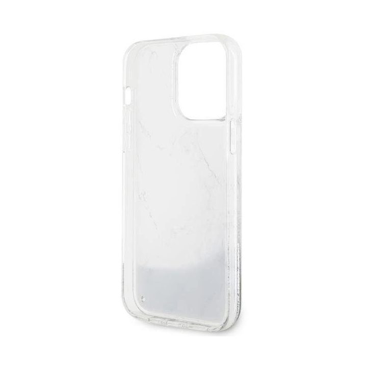 Guess GUHCP14XLCSGSGGH iPhone 14 Pro Max 6,7 baltos/baltos spalvos deklas Liquid Glitter Marble