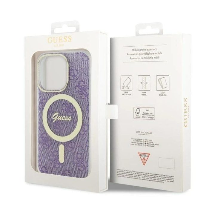 Guess GUHMP14LH4STU iPhone 14 Pro 6.1 violetinės/violetinės spalvos deklas 4G MagSafe