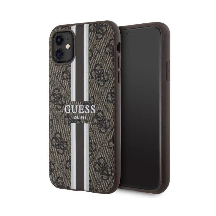 Guess GUHMN61P4RPSW iPhone 11 / Xr rudos/rudos spalvos deklas 4G Printed Stripes MagSafe