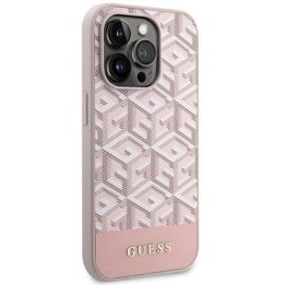 Guess GUHMP14LHGCFSEP iPhone 14 Pro 6.1 rožinės/rožinės spalvos deklas GCube Stripes MagSafe