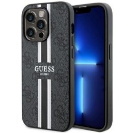 Guess GUHMP14LP4RPSK iPhone 14 Pro 6.1 juodos/juodos spalvos deklas 4G Printed Stripes MagSafe