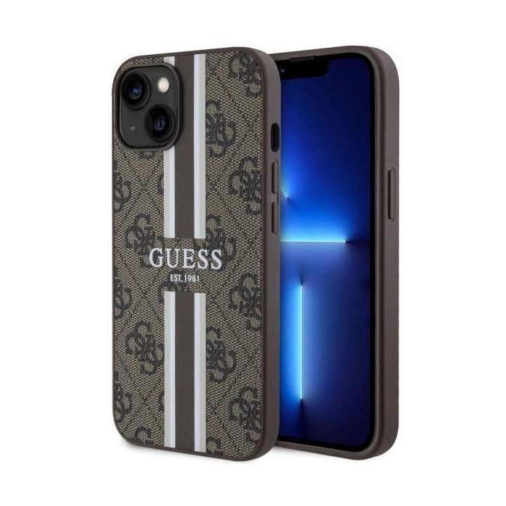Guess GUHMP14SP4RPSW iPhone 14 6.1 rudos/rudos spalvos deklas 4G Printed Stripes MagSafe