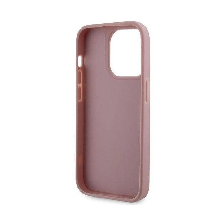Guess GUHCP14LHDGTPP iPhone 14 Pro 6,1 rožinės/rožinės spalvos deklas su akmenukais Rhinestone Triangle
