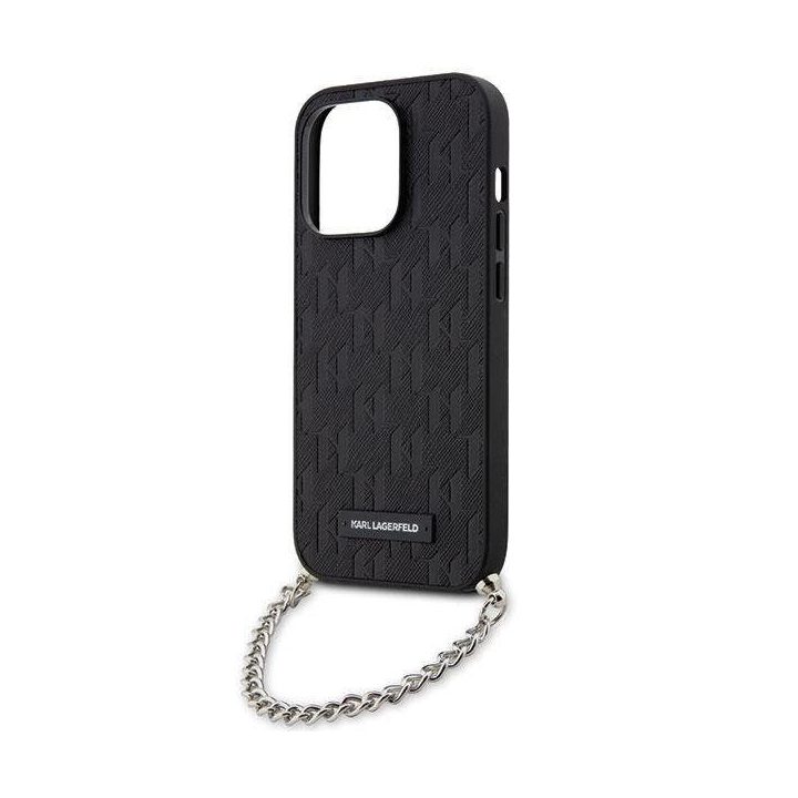 Karl Lagerfeld KLHCP14LSACKLHPK iPhone 14 Pro 6,1 juodas/juodas deklas Saffiano Monogram Chain
