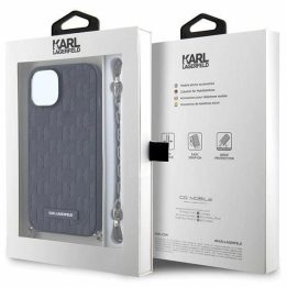 Karl Lagerfeld KLHCP14SSACKLHPK iPhone 14 6,1 juodos/juodos spalvos deklas Saffiano Monogram Chain