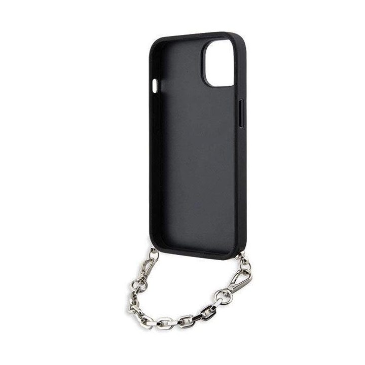Karl Lagerfeld KLHCP14SSACKLHPK iPhone 14 6,1 juodos/juodos spalvos deklas Saffiano Monogram Chain