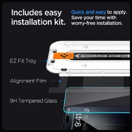 Apsauginis stiklas Spigen GLAS.TR EZ FIT 2 PAKETAI IPHONE 15 PRO CLEAR