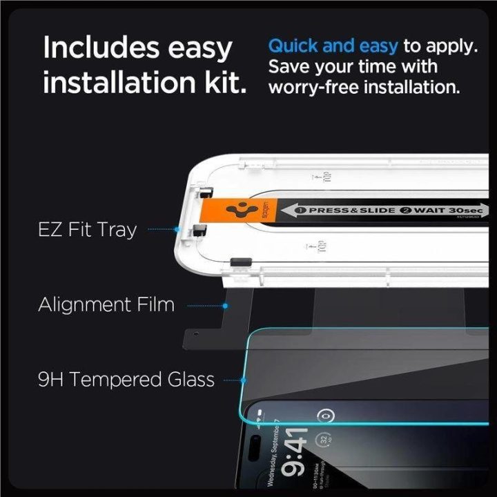 Apsauginis stiklas Spigen GLAS.TR EZ FIT 2 PAKETAI IPHONE 15 PRO CLEAR