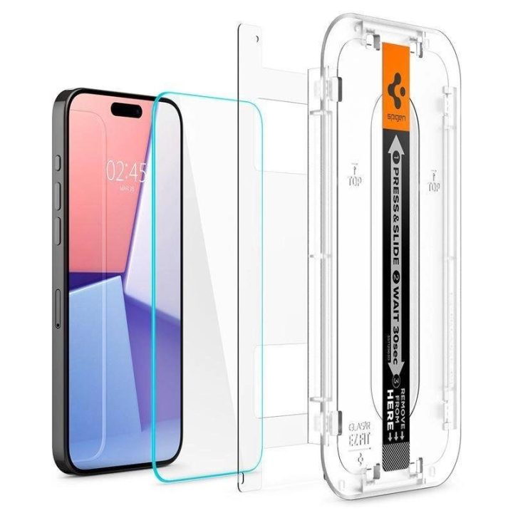 Apsauginis stiklas Spigen GLAS.TR EZ FIT 2 PAKETAI IPHONE 15 PRO CLEAR