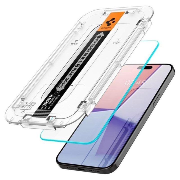 Apsauginis stiklas Spigen GLAS.TR EZ FIT 2 PAKETAI IPHONE 15 PRO CLEAR