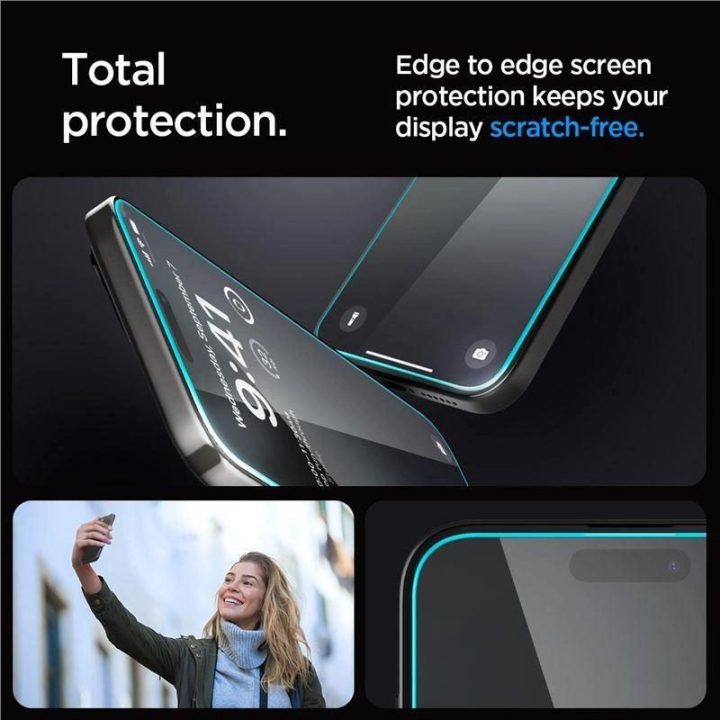 Apsauginis stiklas Spigen GLAS.TR EZ FIT 2 PAKETAI IPHONE 15 PRO CLEAR