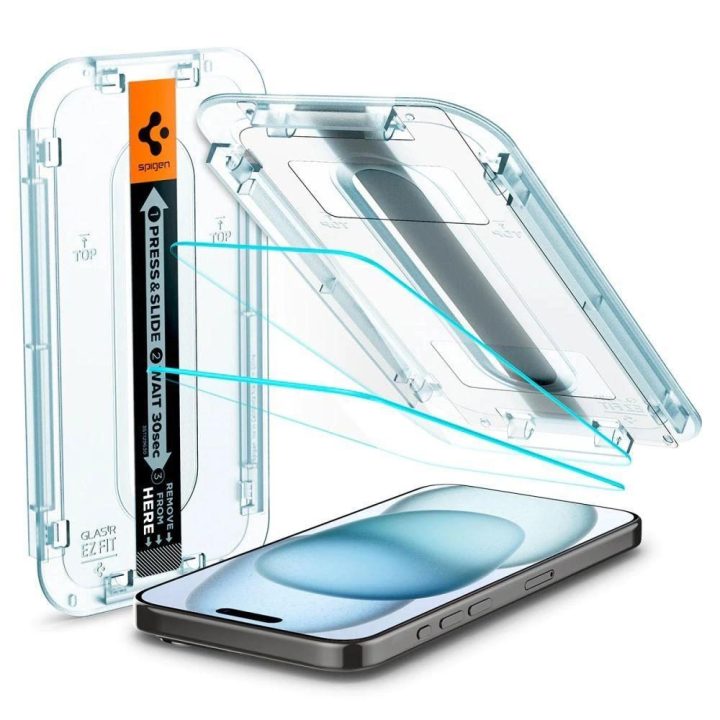 Apsauginis stiklas Spigen GLAS.TR EZ FIT 2 PAKETAI IPHONE 15 CLEAR
