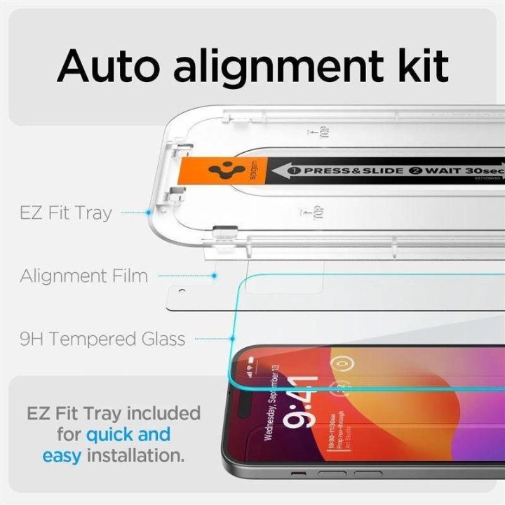 Apsauginis stiklas Spigen GLAS.TR EZ FIT 2 PAKETAI IPHONE 15 CLEAR