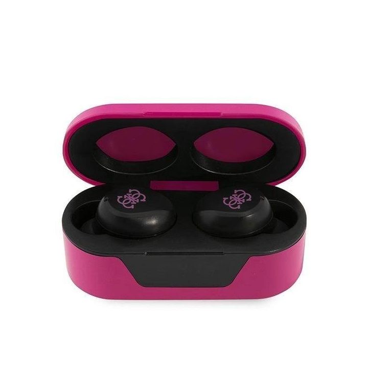 Guess GUTWST31EM TWS Bluetooth ausinės + purpurinės spalvos doko stotis