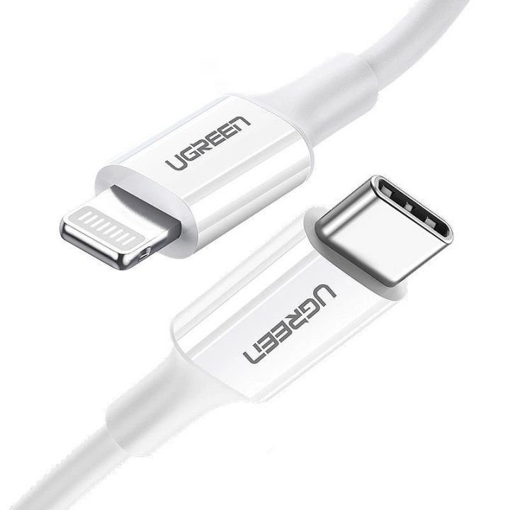 kabelis USB Type C - Lightning MFI 1m 3A 18W baltas (10493)