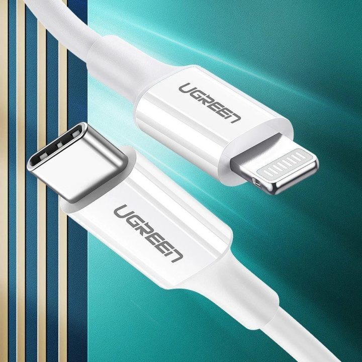 kabelis USB Type C - Lightning MFI 1m 3A 18W baltas (10493)
