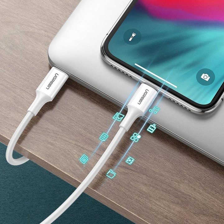 kabelis USB Type C - Lightning MFI 1m 3A 18W baltas (10493)