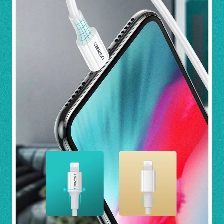 kabelis USB Type C - Lightning MFI 1m 3A 18W baltas (10493)