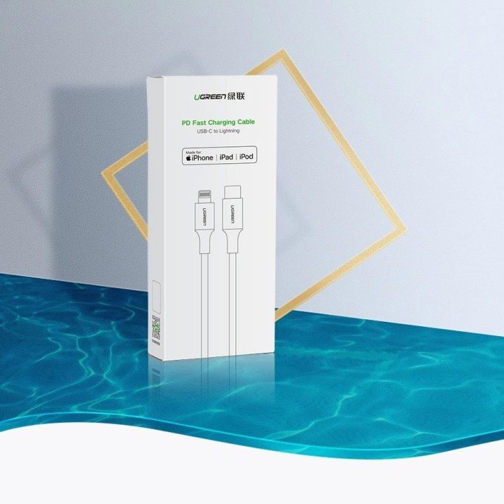 kabelis USB Type C - Lightning MFI 1m 3A 18W baltas (10493)