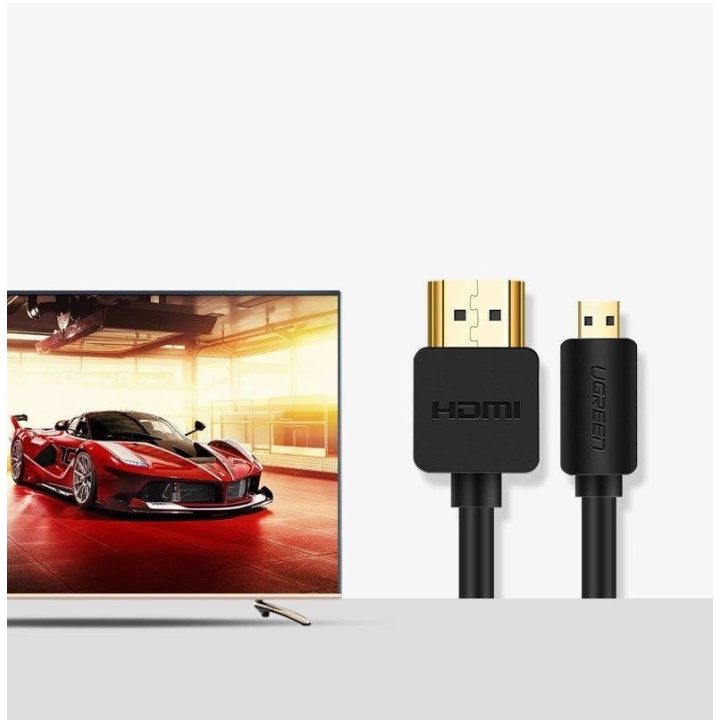 HDMI kabelis - micro HDMI kabelis 19 kontaktų 2.0v 4K 60Hz 30AWG 1,5 m juodas (30102)