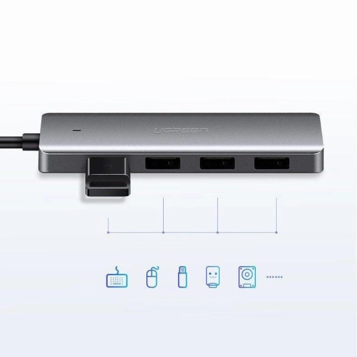 USB šakotuvas - 4x USB 3.2 Gen 1 su micro USB maitinimo prievadu, pilkos spalvos (CM219 50985)