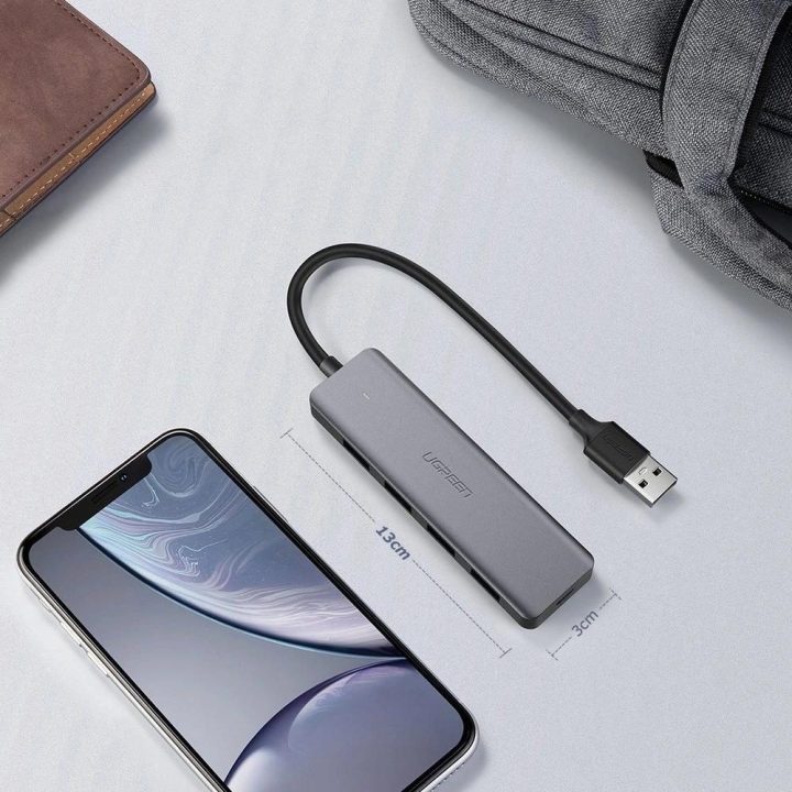 USB šakotuvas - 4x USB 3.2 Gen 1 su micro USB maitinimo prievadu, pilkos spalvos (CM219 50985)