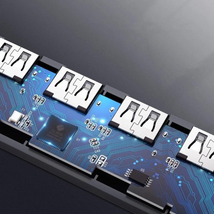 USB šakotuvas - 4x USB 3.2 Gen 1 su micro USB maitinimo prievadu, pilkos spalvos (CM219 50985)