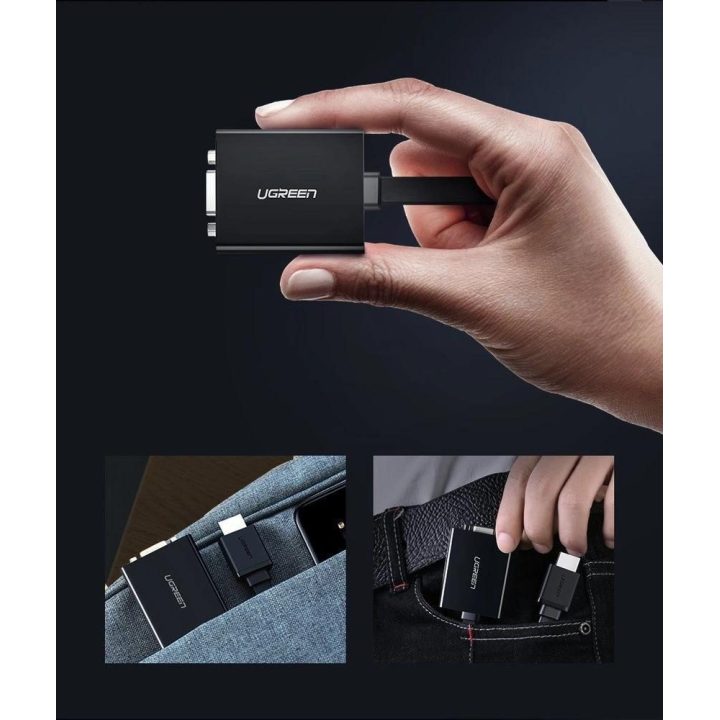 HDMI - VGA adapteris micro USB / garso 3,5 mm mini lizdas juodas (40248)