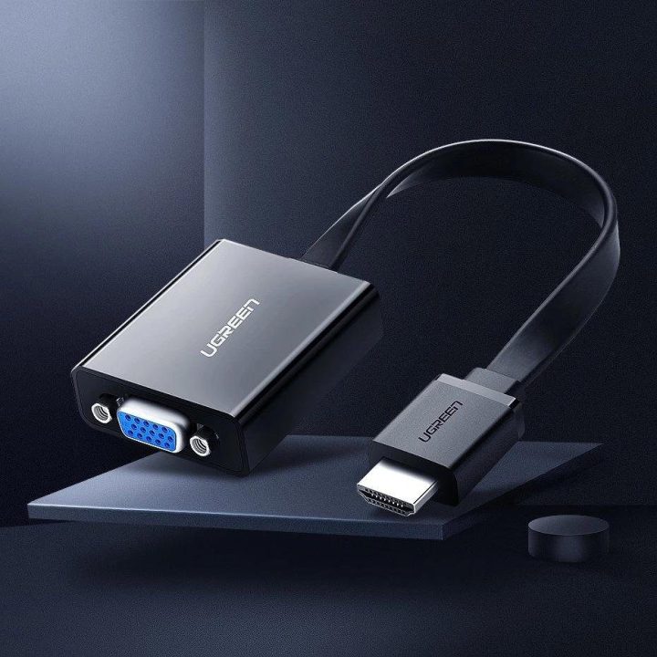 HDMI - VGA adapteris micro USB / garso 3,5 mm mini lizdas juodas (40248)