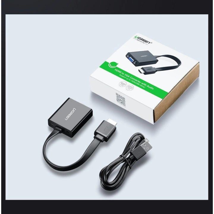 HDMI - VGA adapteris micro USB / garso 3,5 mm mini lizdas juodas (40248)