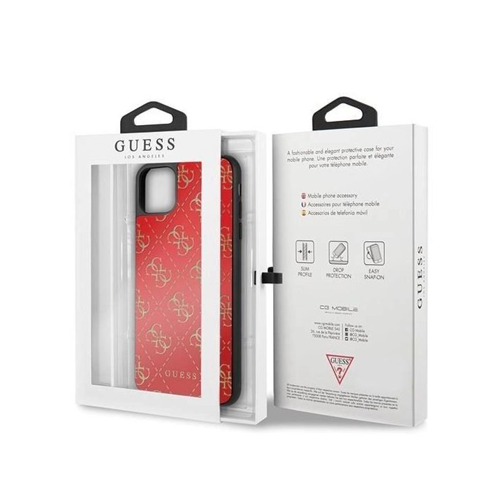 Guess GUHCN654GGPRE iPhone 11 Pro Max raudonas/raudonas deklas 4G Double Layer Glitter