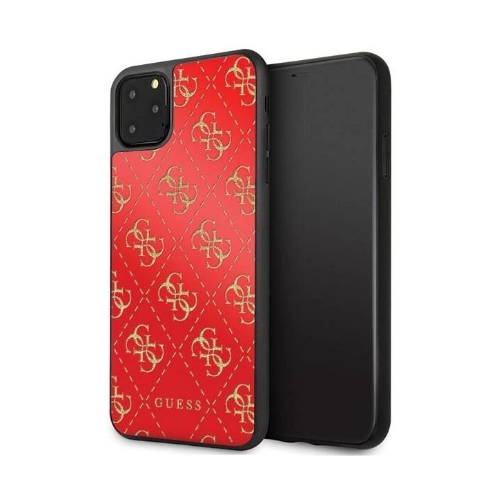 Guess GUHCN654GGPRE iPhone 11 Pro Max raudonas/raudonas deklas 4G Double Layer Glitter