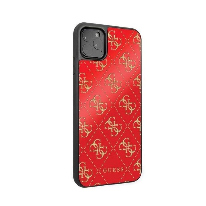 Guess GUHCN654GGPRE iPhone 11 Pro Max raudonas/raudonas deklas 4G Double Layer Glitter