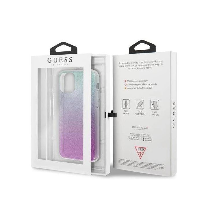 Guess GUHCN58PCUGLPBL iPhone 11 Pro rožinės mėlynos/rožinės mėlynos spalvos deklas Glitter Gradient