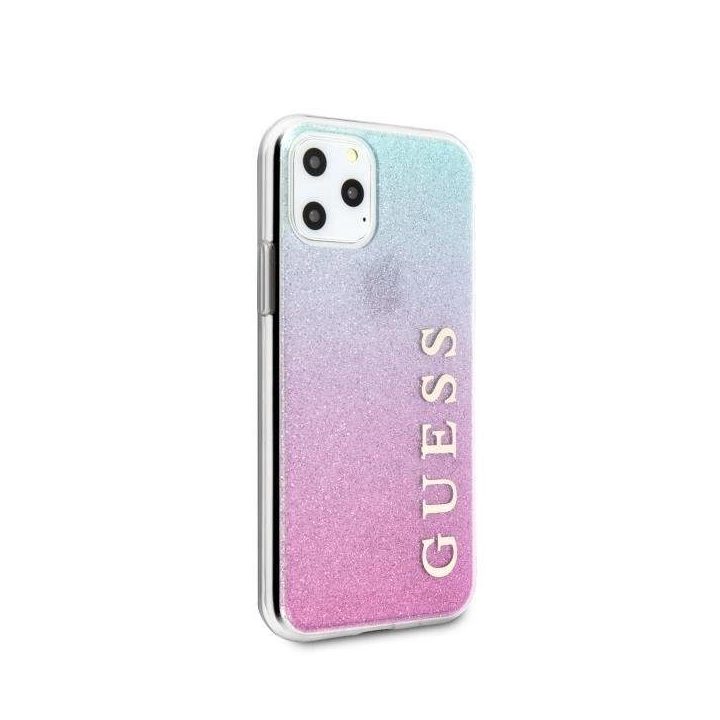 Guess GUHCN58PCUGLPBL iPhone 11 Pro rožinės mėlynos/rožinės mėlynos spalvos deklas Glitter Gradient