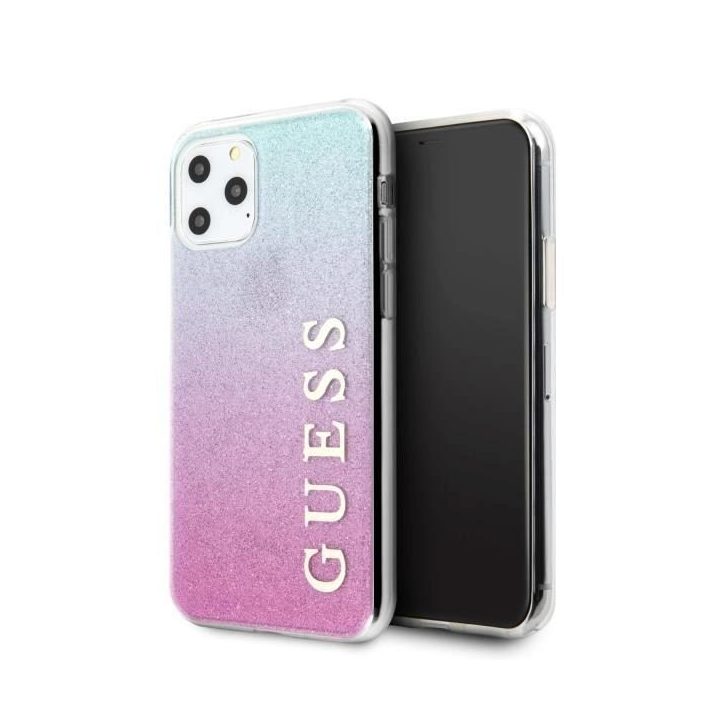 Guess GUHCN58PCUGLPBL iPhone 11 Pro rožinės mėlynos/rožinės mėlynos spalvos deklas Glitter Gradient