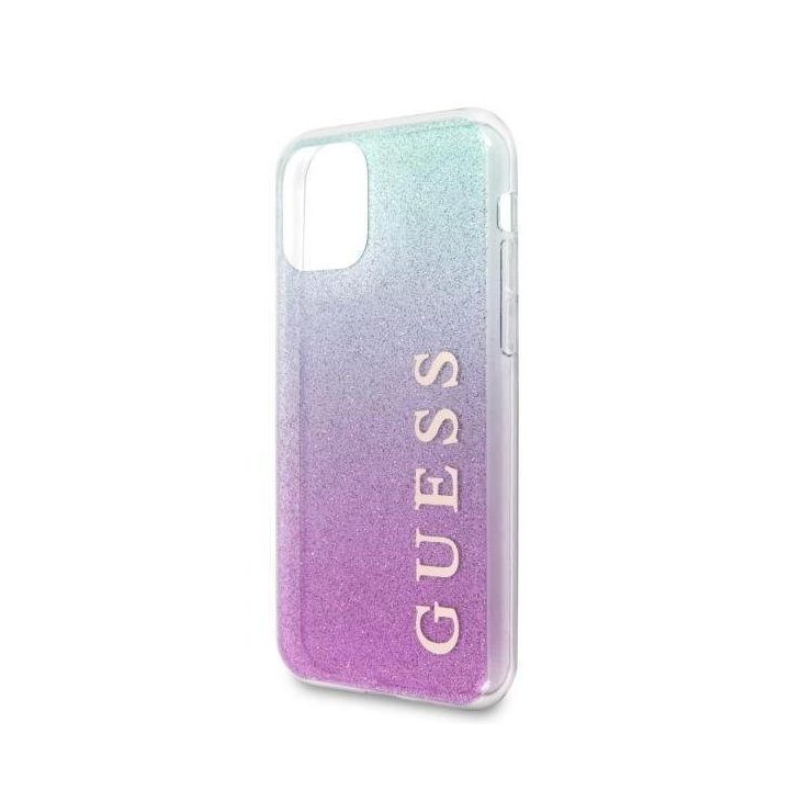 Guess GUHCN58PCUGLPBL iPhone 11 Pro rožinės mėlynos/rožinės mėlynos spalvos deklas Glitter Gradient