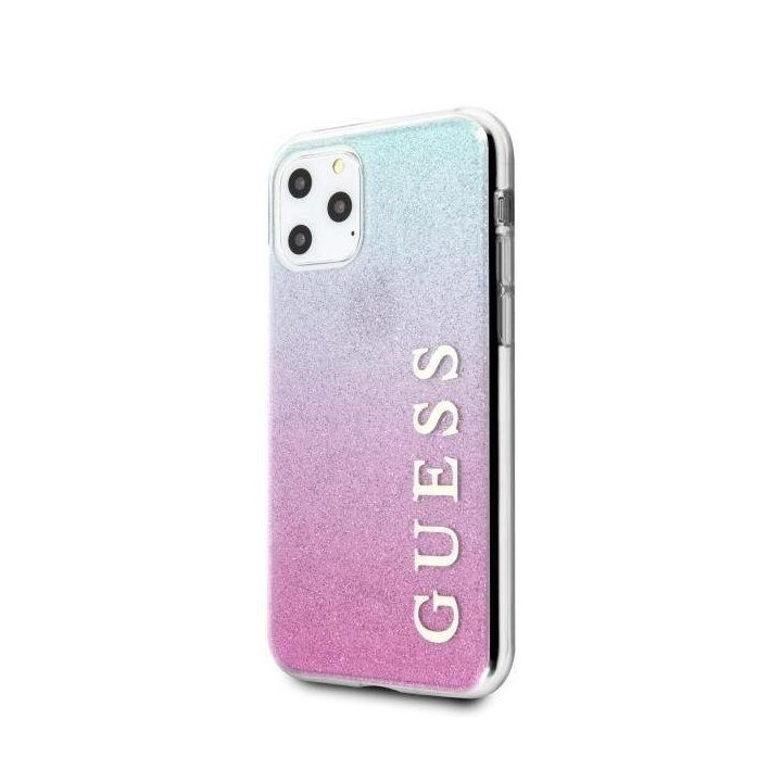Guess GUHCN58PCUGLPBL iPhone 11 Pro rožinės mėlynos/rožinės mėlynos spalvos deklas Glitter Gradient