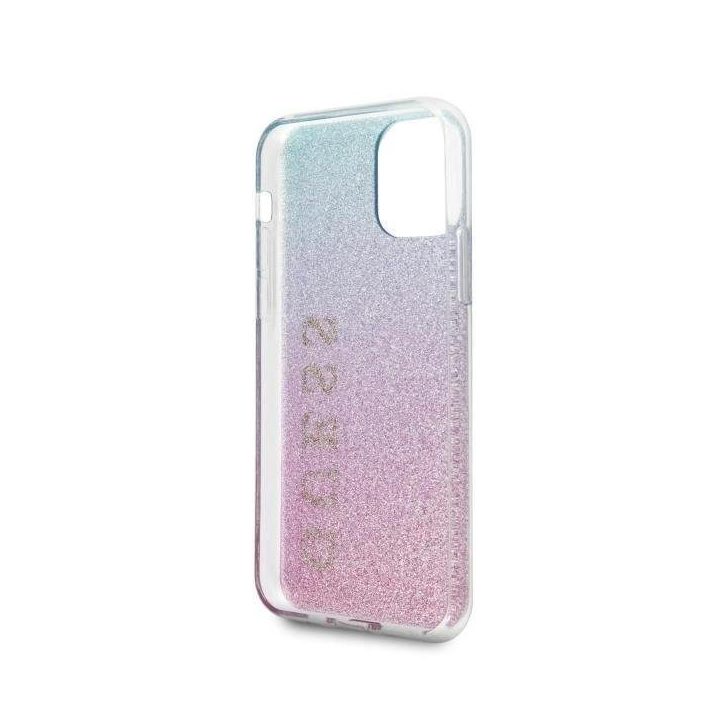 Guess GUHCN65PCUGLPBL iPhone 11 Pro Max rožinės mėlynos/rožinės mėlynos spalvos deklas Glitter Gradient