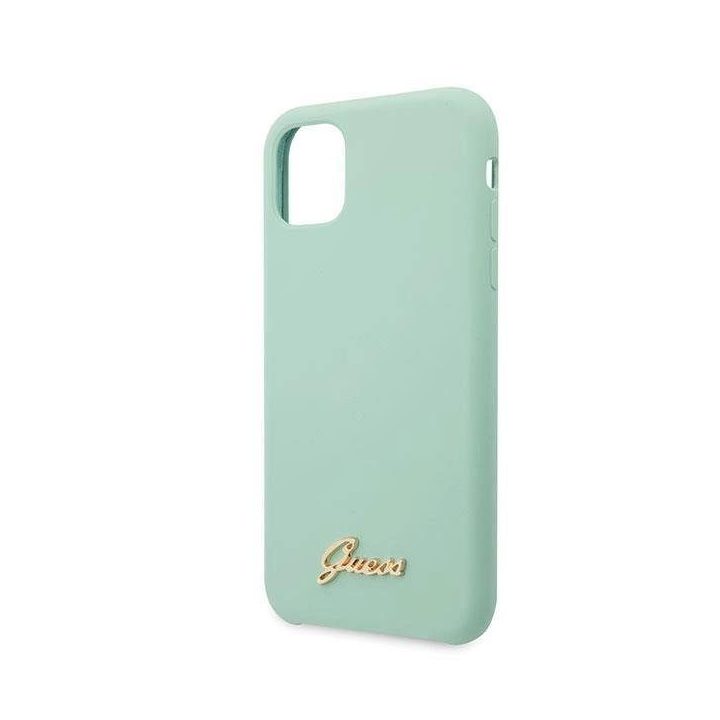 Guess GUHCN65LSLMGG iPhone 11 Pro Max žalias/žalias deklas Silikono derliaus aukso logotipas